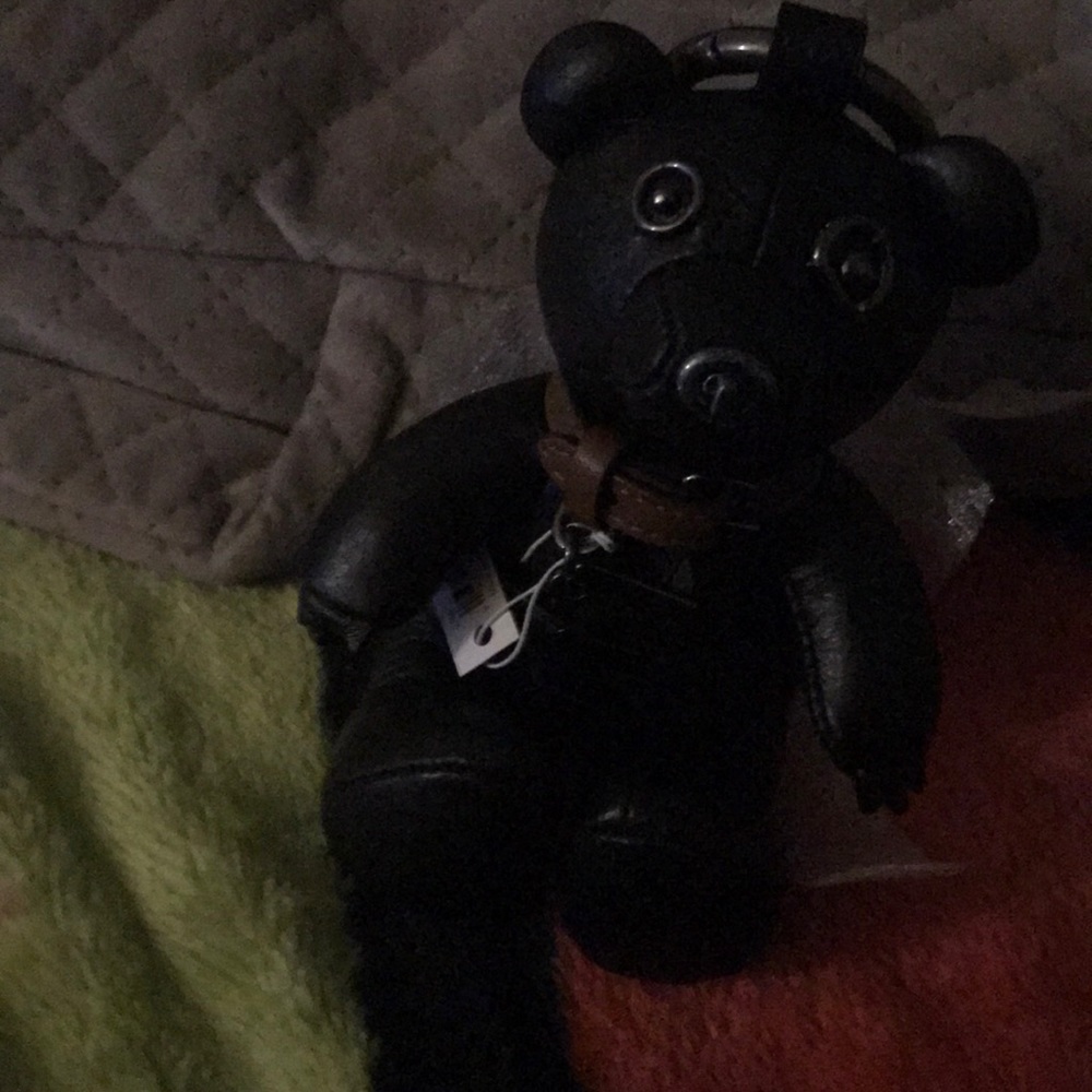 Black panther leather Coach bear